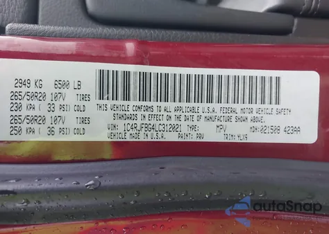 2020 Jeep Grand Cherokee Limited X 4X4 from USA, damaged, VIN 1C4RJFBG4LC312021